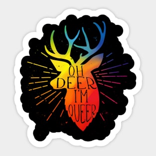 'Oh Deer I'm Queer LGBT' Funny Rainbows Gift Sticker